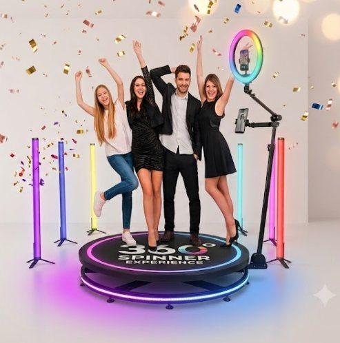 Gasten op de 360 Photobooth met confetti